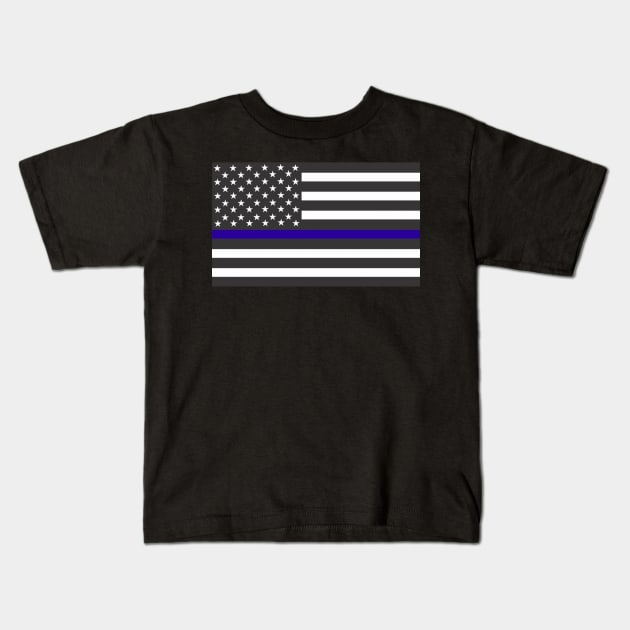 Thin Blue Line Flag Kids T-Shirt by Ten20Designs